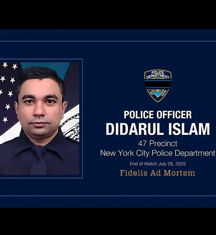 Portrait of Officer Didarul Islam of the NYPD, who tragically lost his life in the New York City incident"