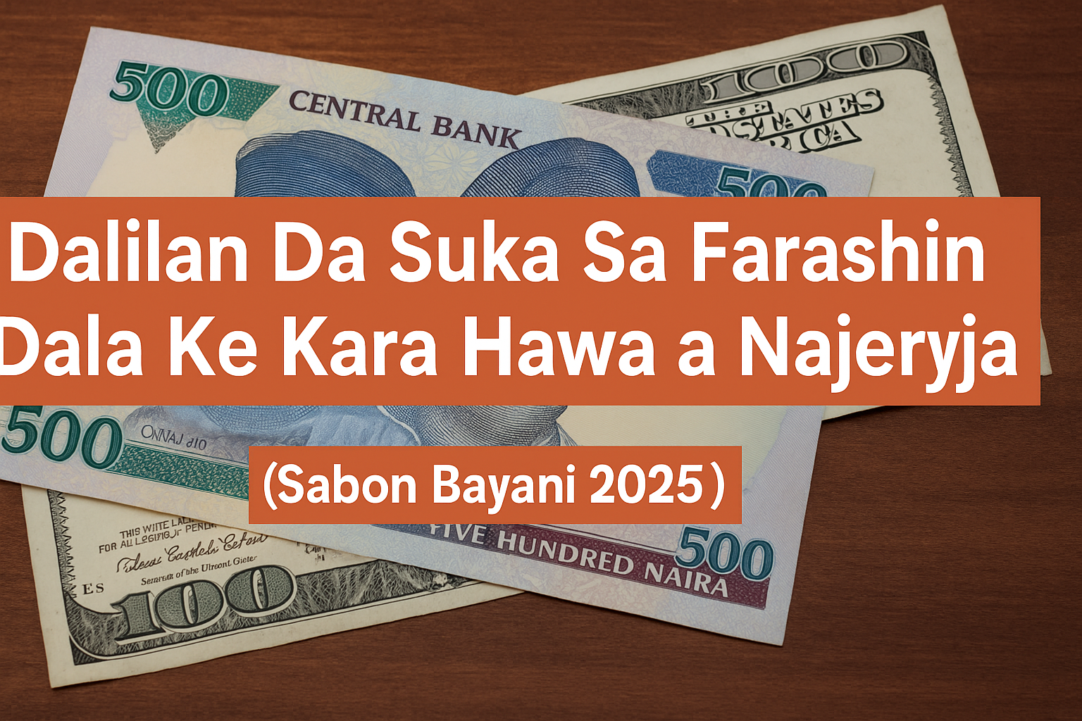 Tsofaffin da sabbin takardun Naira da Dala a kan teburin banki.