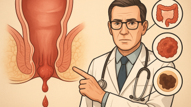 likita yana bayanin dalilan da kan jawo jini a bahaya da hanyoyin gano cututtuka kamar hemorrhoids, Crohn’s, da kansar hanji."