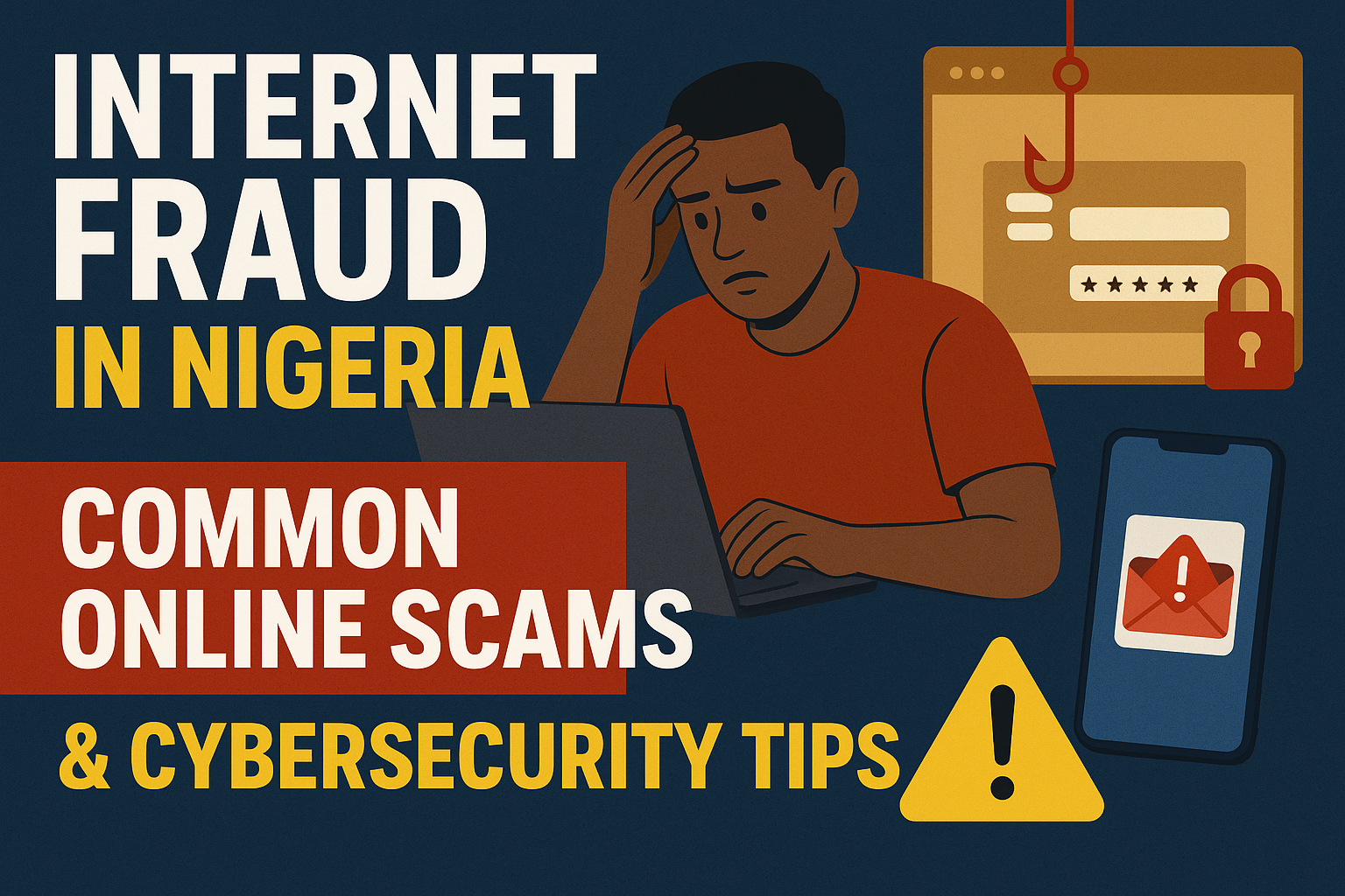 Matashi yana kallon kwamfuta cikin damuwa bayan damfara ta internet a Najeriya